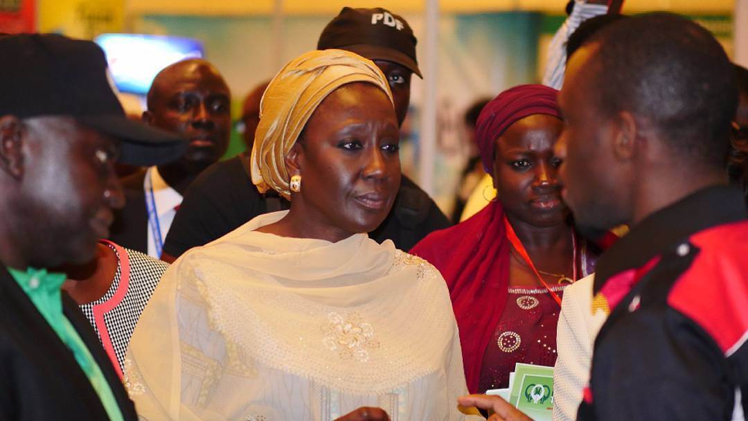 Minister of Industry, Trade and Commerce (Mrs Aisha Abubakar) with the COO, Vericore Technologies (Felix Imafidon) during the WizitUp Product Launch at Eko Hotels